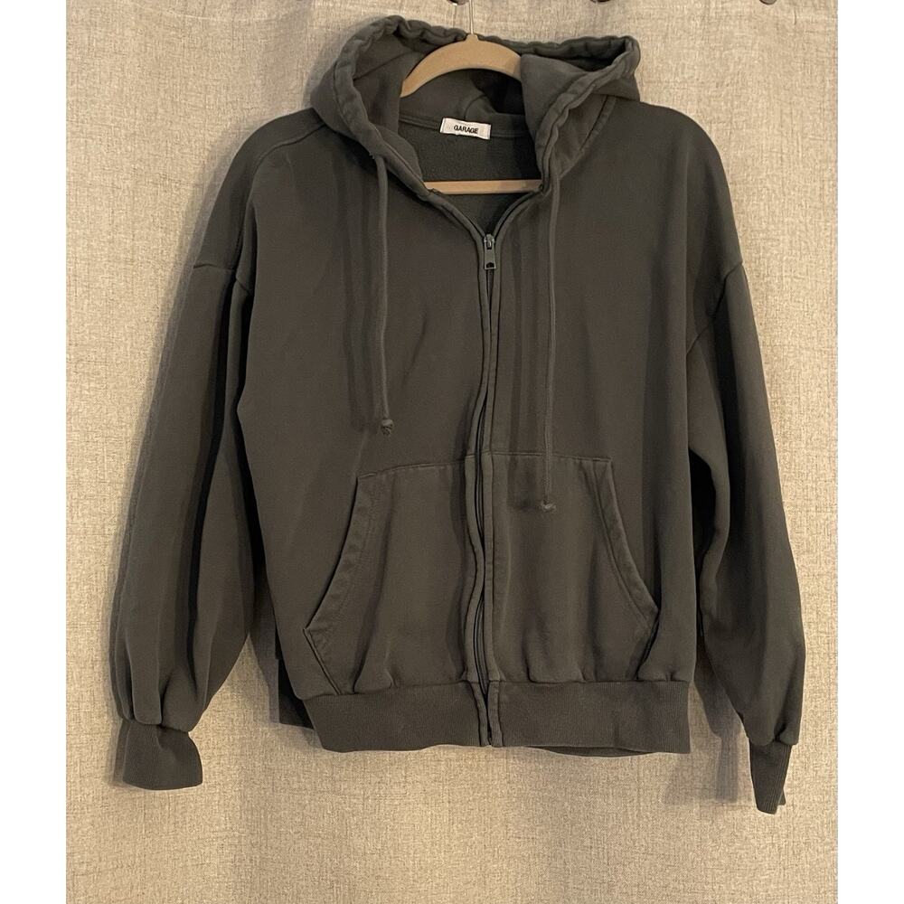 Garage Brand Ultrafleece Zip Up Hoodie Greige Size Medium